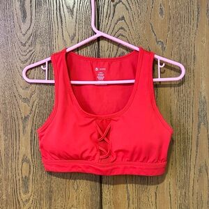 BuffBunny Red Lace-Up Sports Bra